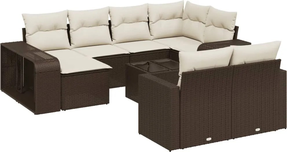 vidaXL 11 részes barna polyrattan kerti ülőgarnitúra párnákkal