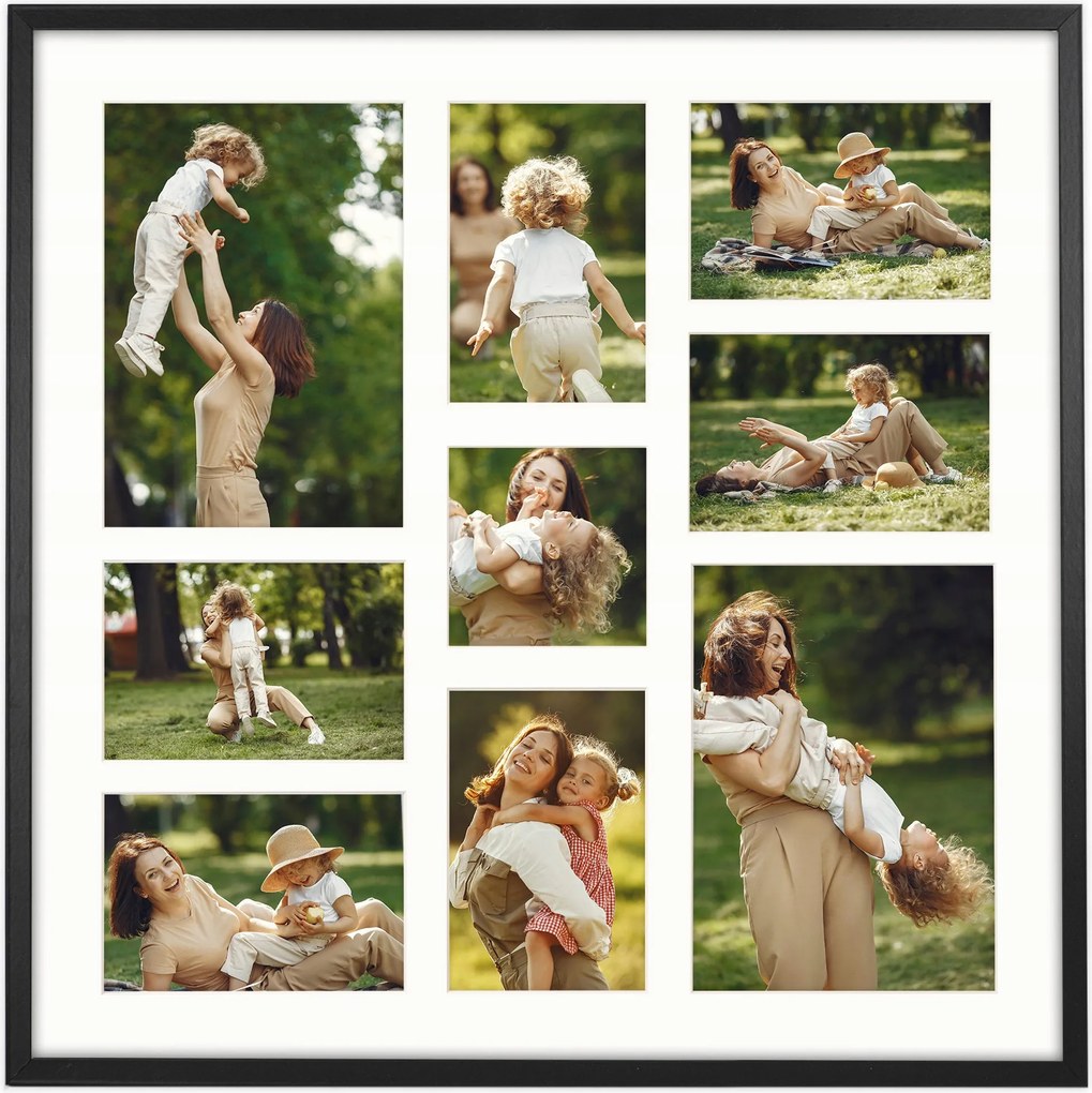 Képkeret 9 képhez 10x10 10x15 15x21 keret fekete fotó galéria 50x50 Framai