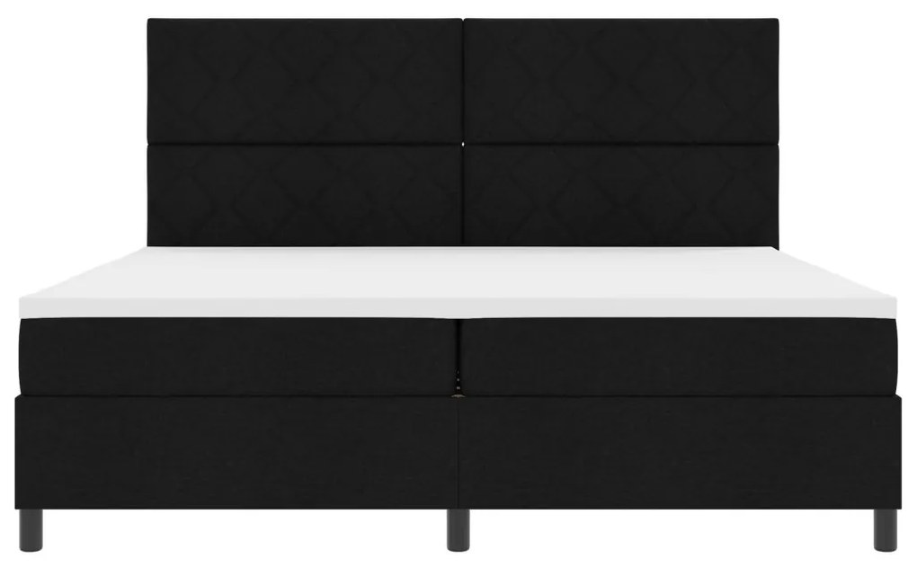 Rugós ágy matraccal és LED világítással, fekete, 200 x 200 cm