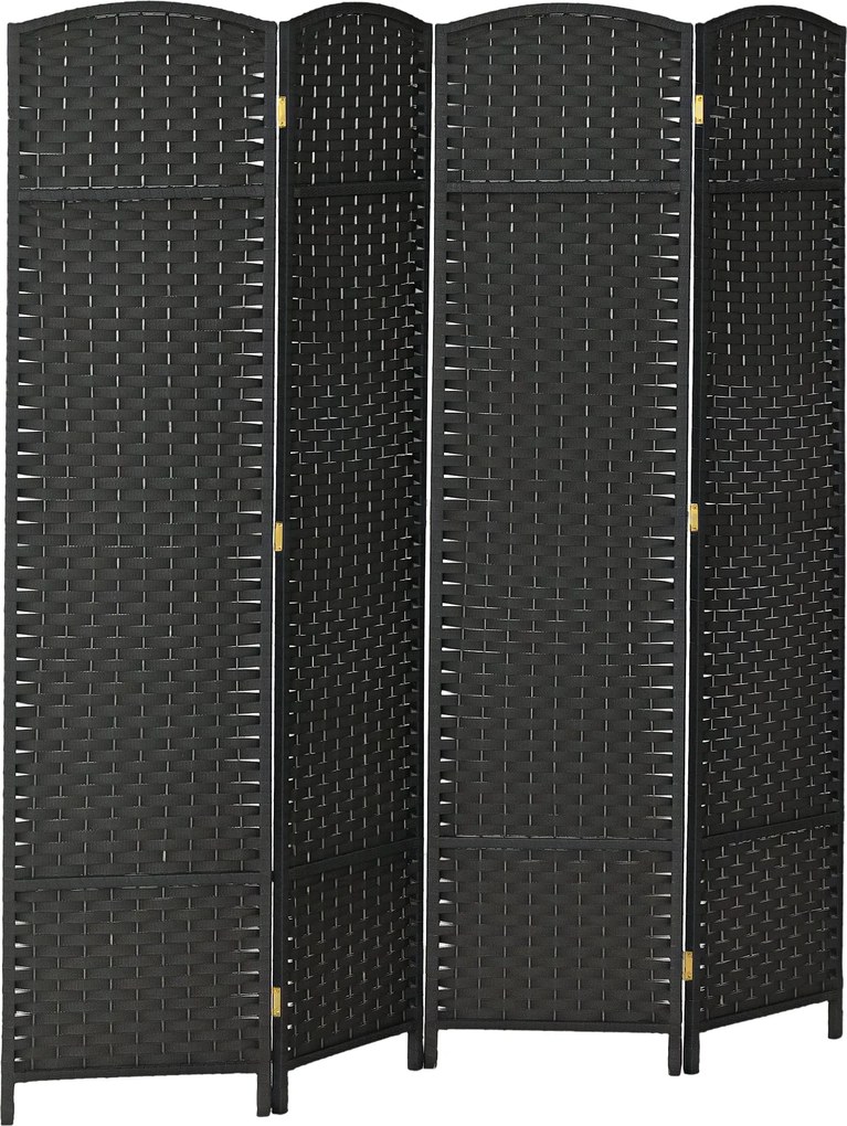 HOMCOM 4-Panel Szobaelválasztó 160x170 cm Összecsukható Szobaelválasztó Nappalihoz, Hálószobához, Irodához Fekete | Aosom