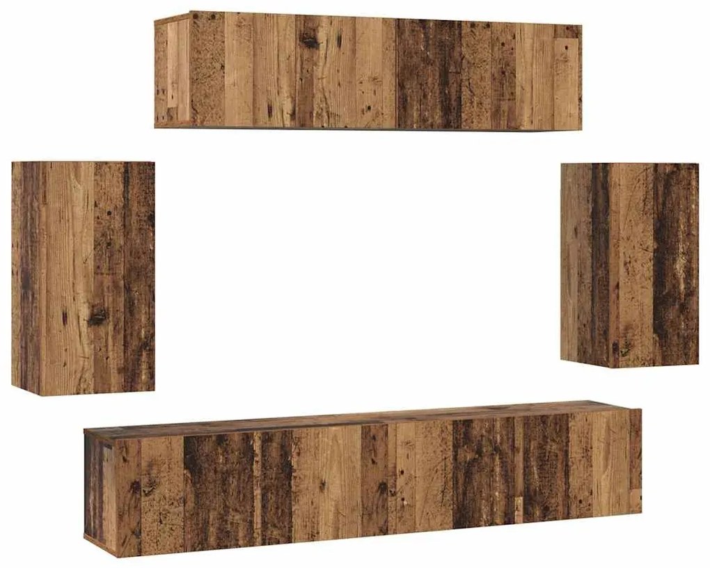 TV szekrény garnitúra 6 pcs Régi fa 80 x 30 x 30 cm Faanyag