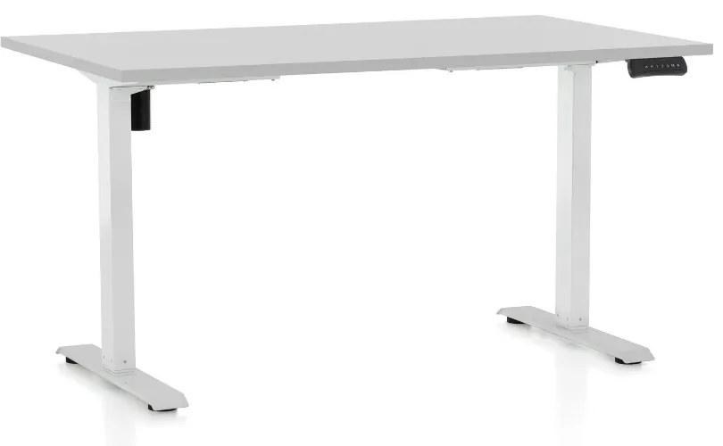 Állítható magasságú asztal OfficeTech B, 140 x 80 cm, fehér alap, világos szürke
