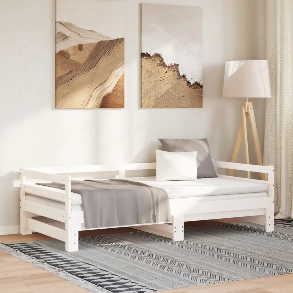 fehér kihúzható nappali ágy matrac nélkül 80x200 cm