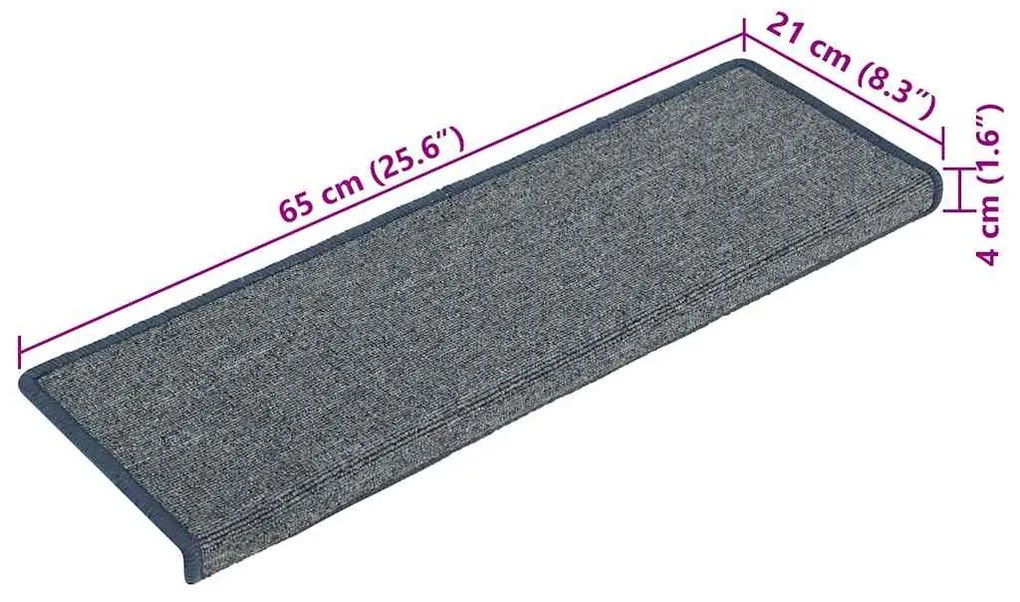 30 db világosszürke és kék lépcsőszőnyeg, téglalap alakú széllel, 65 x 21 x 4 cm