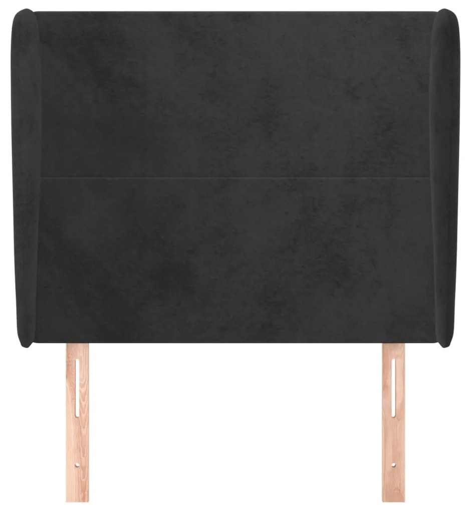 fekete bársony fejtámla szárnyakkal 93 x 23 x 118/128 cm