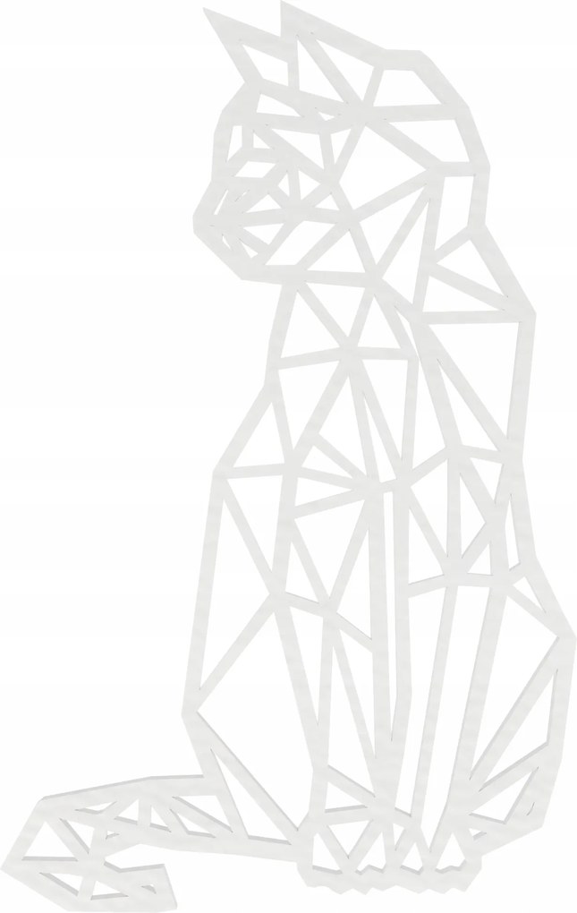 Fali Dekoráció Áttört nagy 3D Macska falra Geometrikus Macska 27cm Fehér