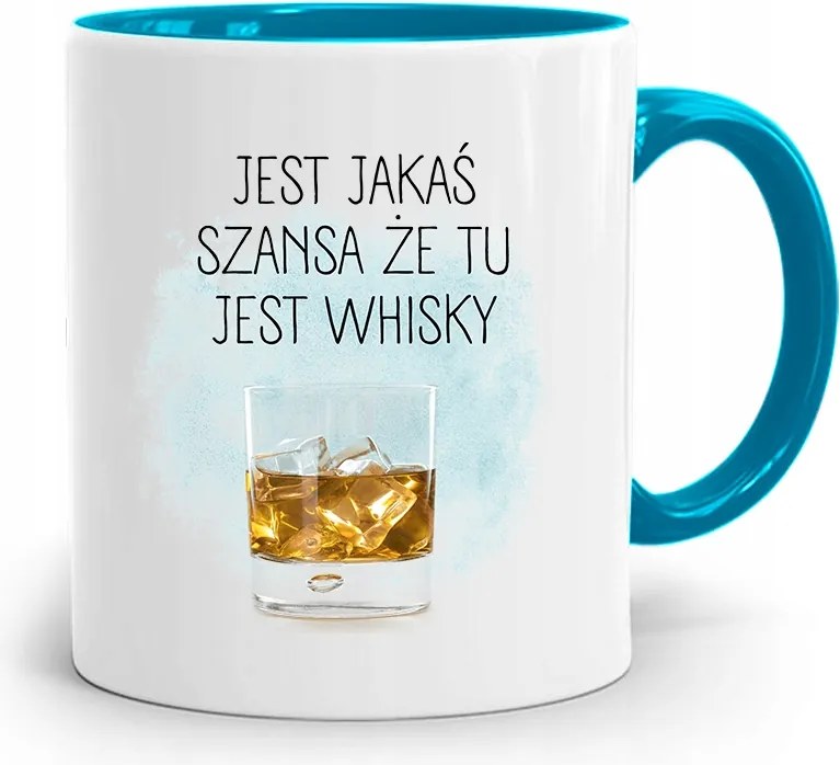 Kék Fiú Bögre Esély Van Rá, Hogy Itt Van A Whisky, fényképes nyomattal