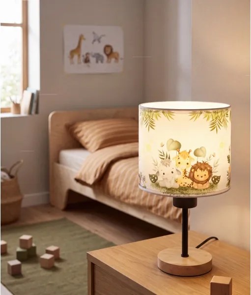 Brilagi - BOBO WOOD asztali lámpa 1xE27/25W/230V tölgy/fekete/fehér/zöld/dzsungel