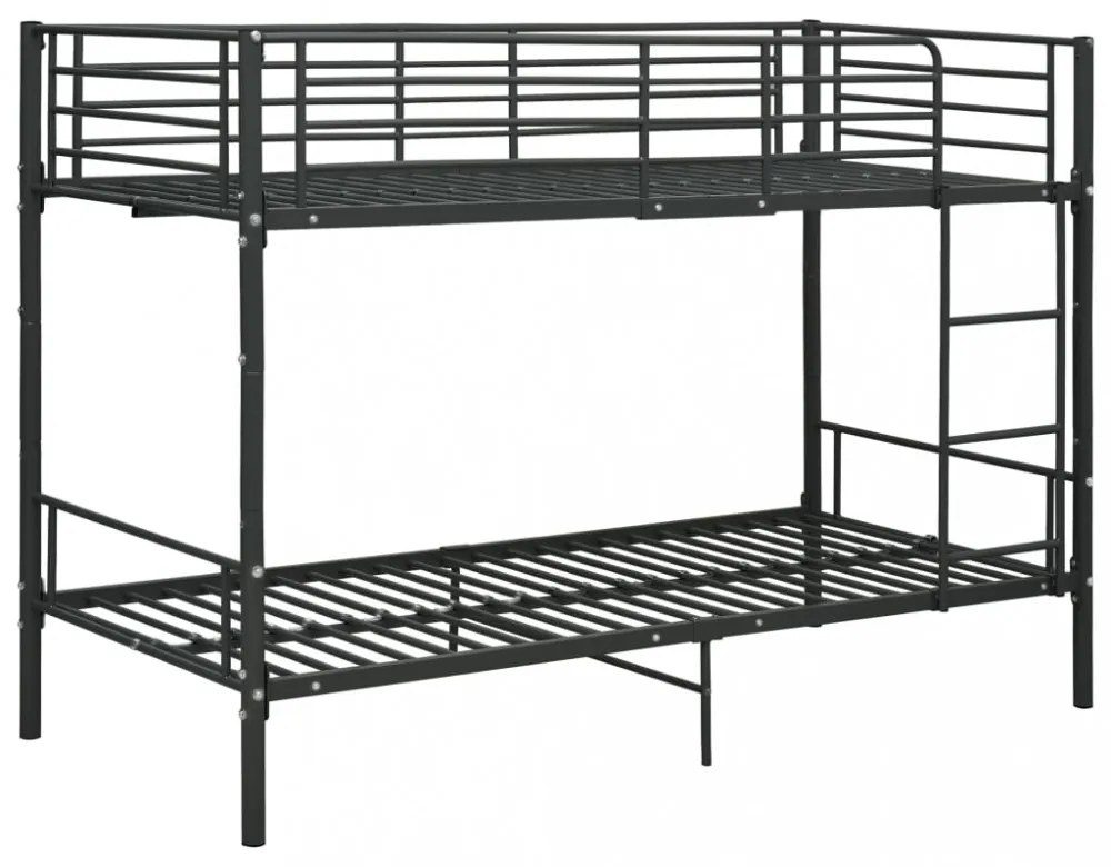 fekete fém emeletes ágy 90 x 200 cm