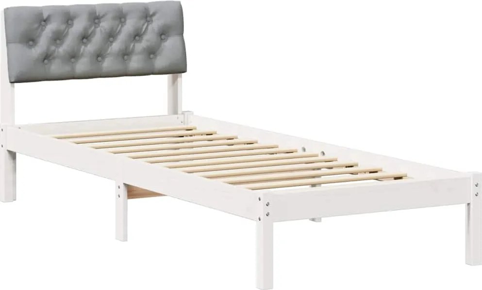 vidaXL Ágykeret Fehér és világosszürke 80 x 200 cm Tömör fenyőfa