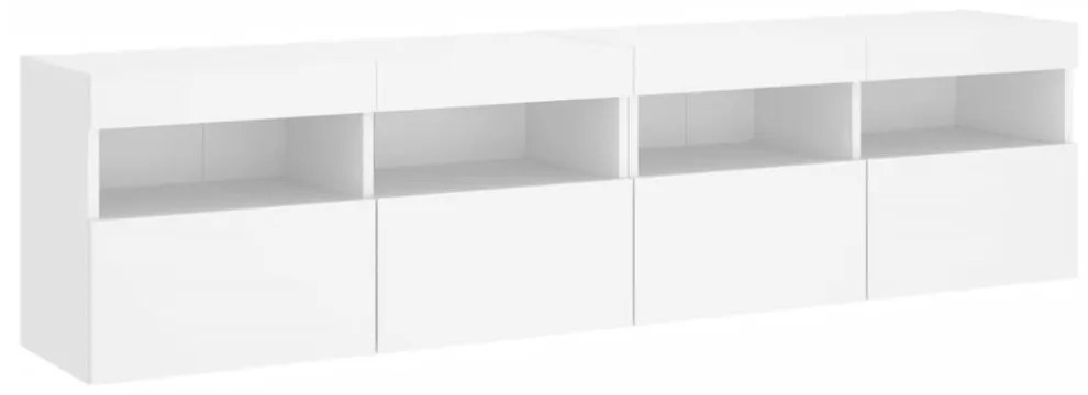 2 db fehér falra szerelhető TV-szekrény LED-del 80 x 30 x 40 cm