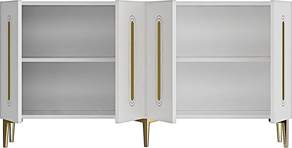 Rany komód, fehér-arany, 150 cm