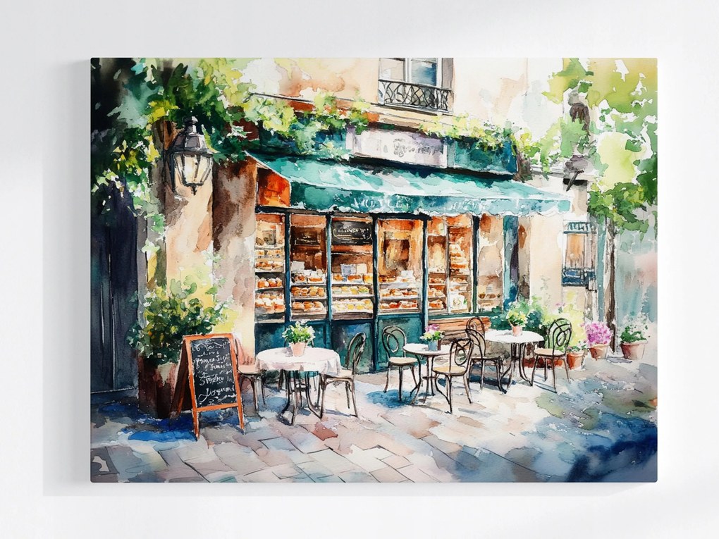 Vászonkép Canvas Kávézó Pékség Utca Képeslap Kilátás 80x60