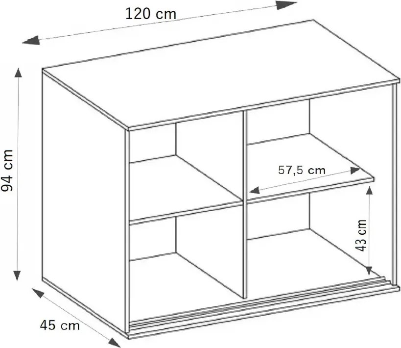 Tablet 2 120 Tolóajtós Komód 120cm, Szürke Hamu