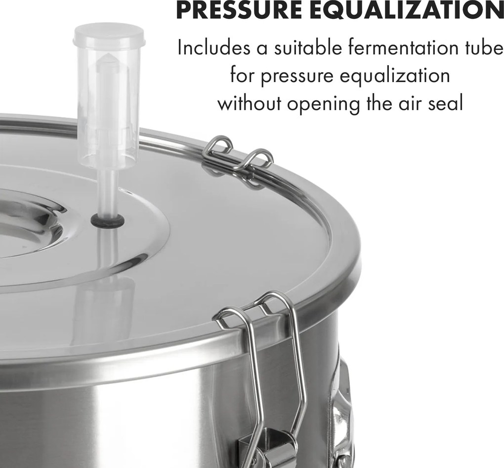 Klarstein Gärkeller Pro XL, erjesztő edény, 60 l, élesztő leeresztő szelep, rozsdamentes acél
