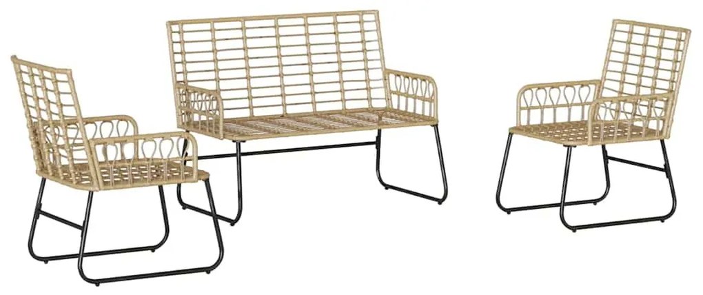 Kert étkező szett 3 pcs Barna és Fekete és Krém