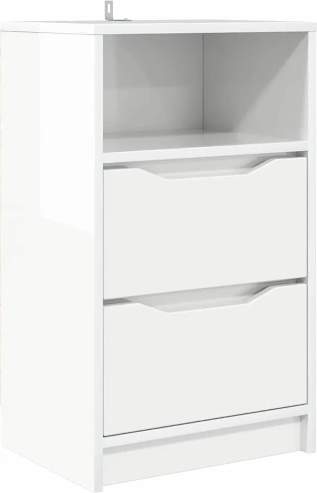 vidaXL Éjjeli asztal Magas Fényű Fehér 40 x 30 x 467 cm Faanyag
