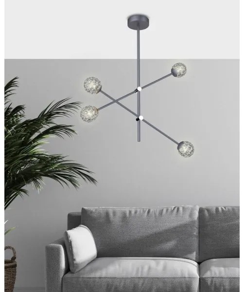 Csillár rúdon PAKSOS 4xG9/5W/230V szürke