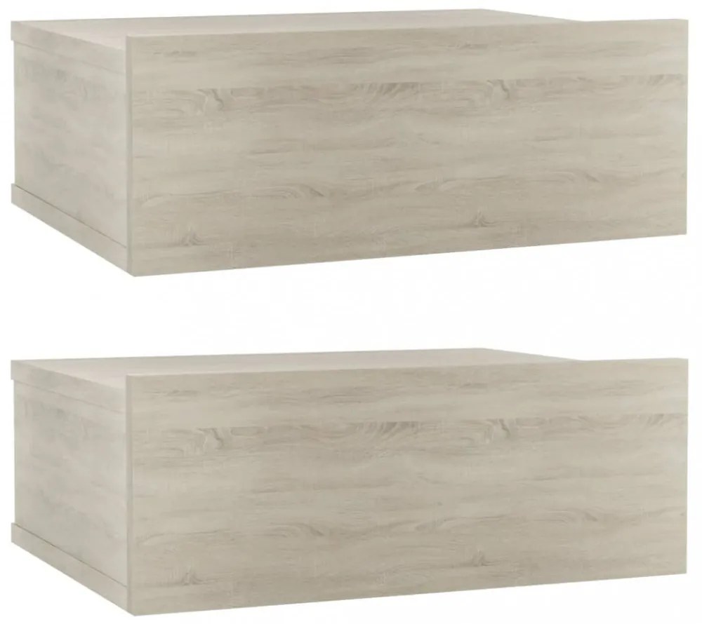 2 db sonoma tölgy szerelt fa függő éjjeliszekrény 40x30x15 cm
