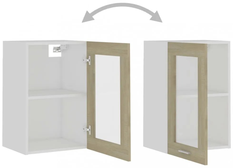 “Lyon” sonoma tölgy szerelt fa függő üvegszekrény 40x31x60 cm