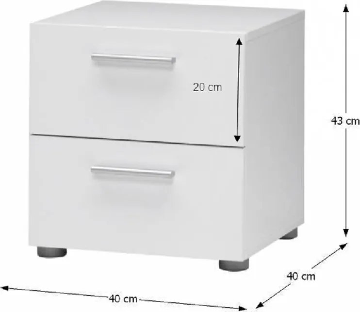 Éjjeliszekrény, fehér, PEPE 70070