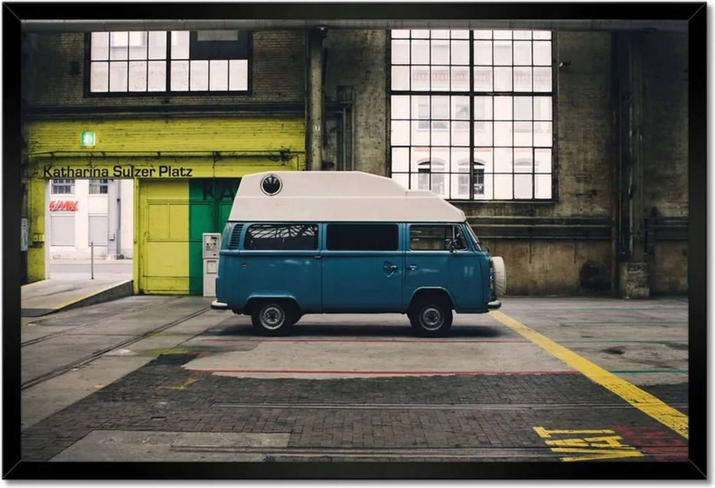 Poszterek keretben 60x40 Kék busz Auto