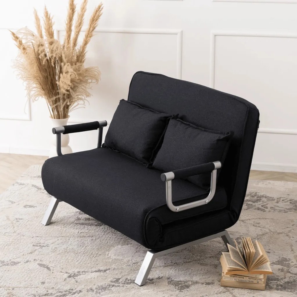 Kétszemélyes Ágyazható Kanapé Fekete Színben. BART 2