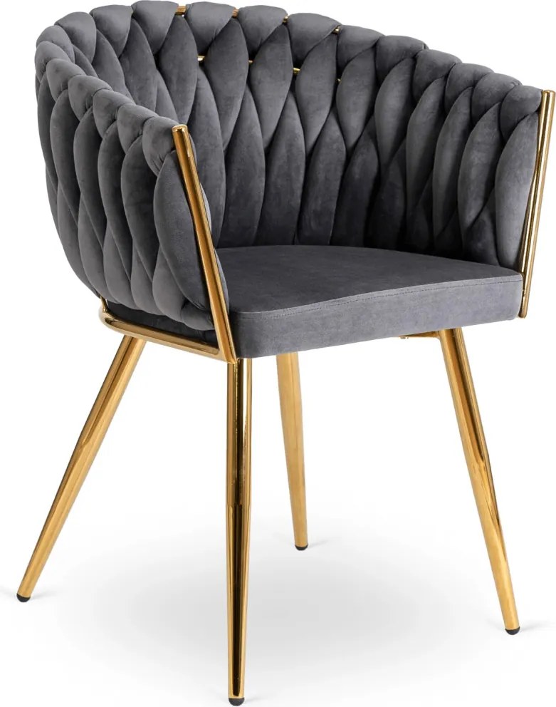 Krzesło CAPI Szare Plecione Welurowe