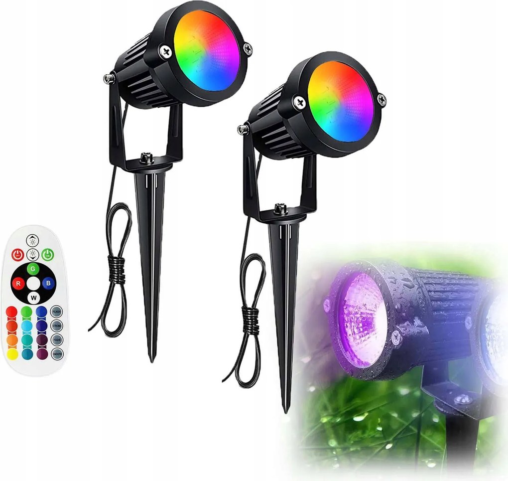 2DB Beszúrható Kerti Fényszóró fekete IP65 Rgb Led