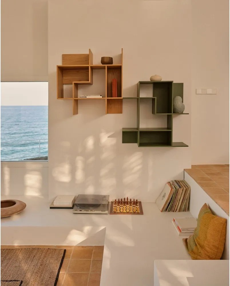 Natúr színű moduláris polcrendszer tölgyfa dekorral 80x80x25 cm Ina – Kave Home