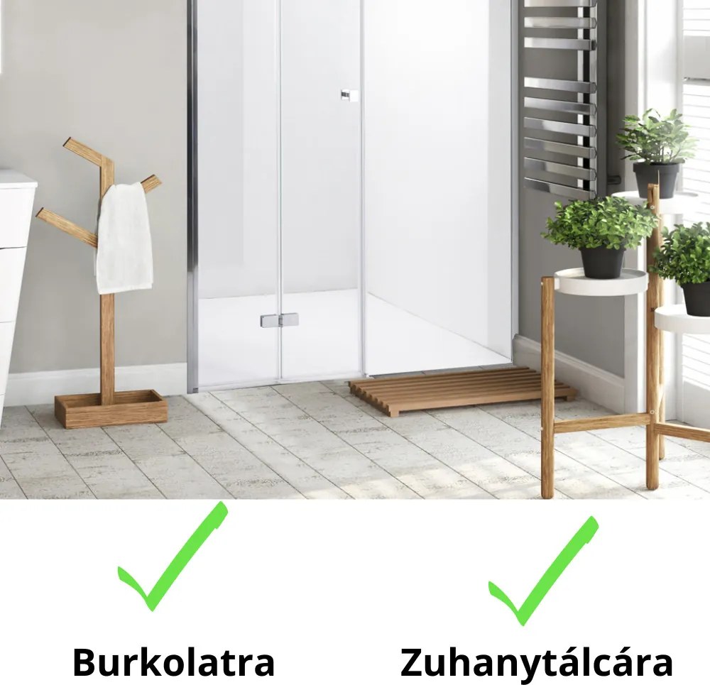 Stuxi Verona Fix 140 cm (70+70) széles csukló zuhanyajtó fix fallal, 6 mm vízlepergető üveggel, króm profillal, 195 cm magas