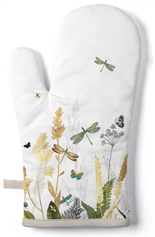 Ornamental Flowers White edényfogó kesztyű 18x30cm, 100% pamut