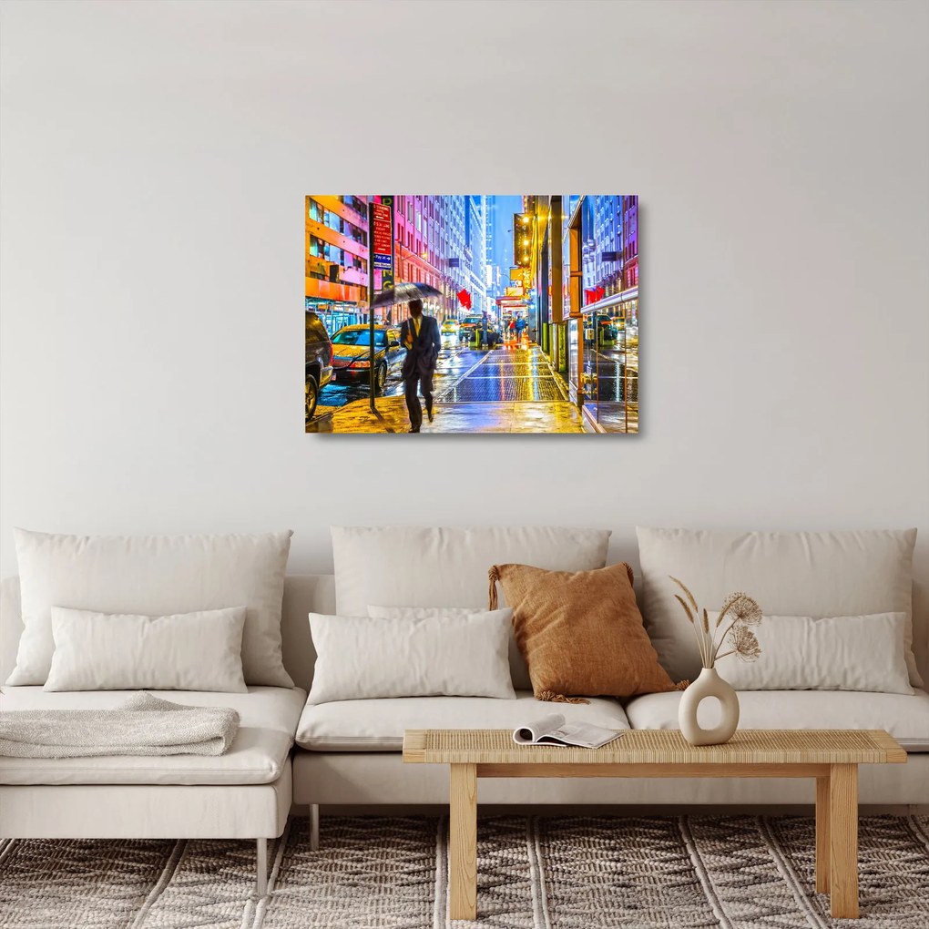 Kép - Város neonfényben (üvegen) (70x50 cm)