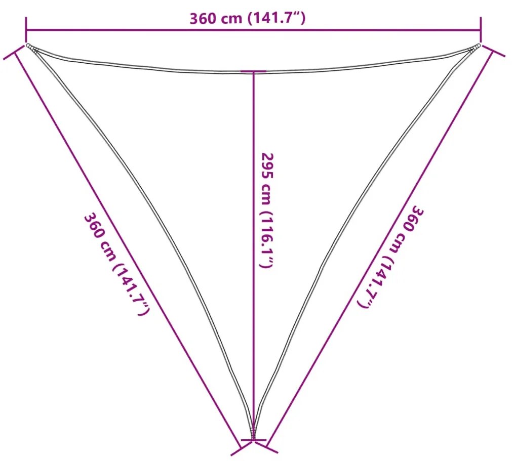 3,6x3,6x3,6 m háromszög alakú antracit HDPE napernyő