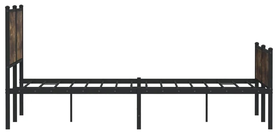 füstös tölgy színű fém ágykeret matrac nélkül 137 x 190 cm