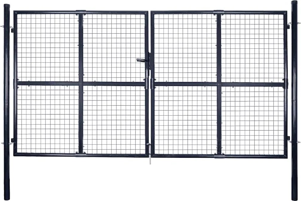 vidaXL szürke horganyzott acél hálós kerti kapu 300 x 200 cm