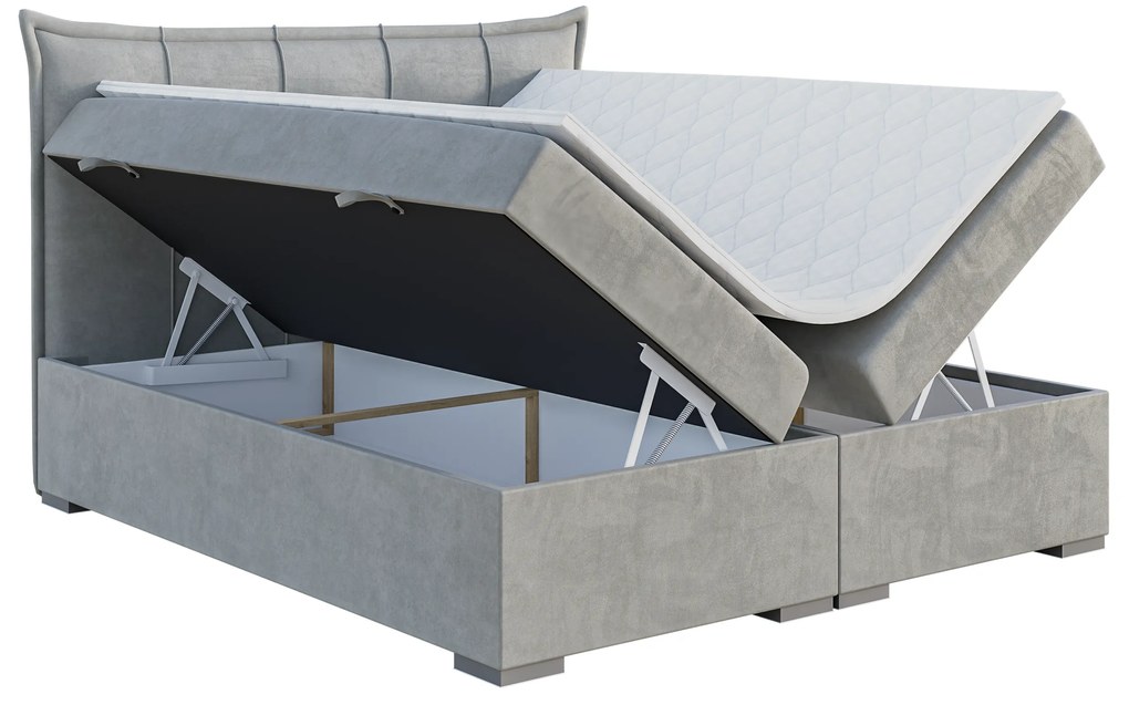 Franciaágy Boxspring 180 cm Mirage (világosszürke) (matraccal és tárolóhellyel). Akció -17%. 1043420