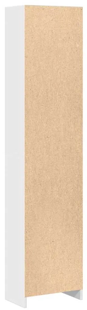 magasfényű fehér szerelt fa könyvespolc 40 x 24 x 176 cm
