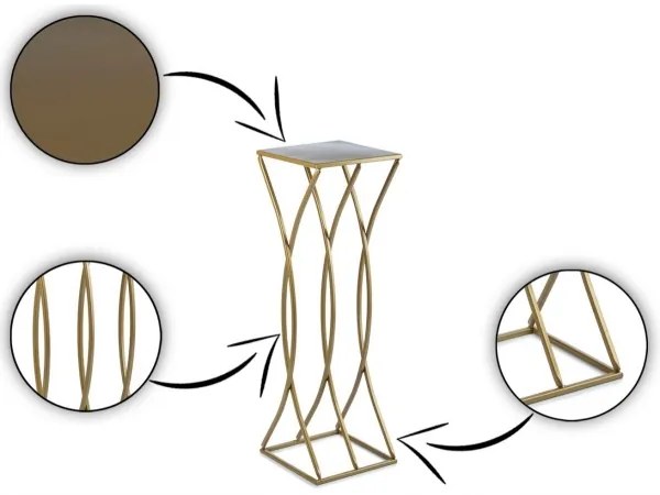 Virágállvány 75x23 cm arany színben