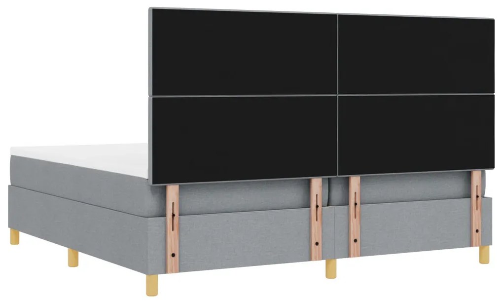 Boxspring Ágy Mattal és LED Fénnyel Világosszürke 200x200 cm Szövet