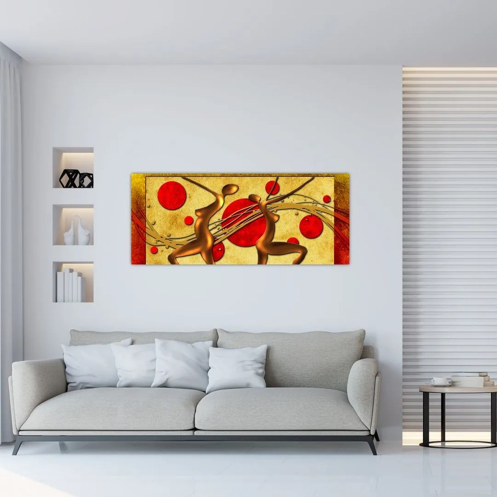 Absztrakt kép két nővel (120x50 cm)