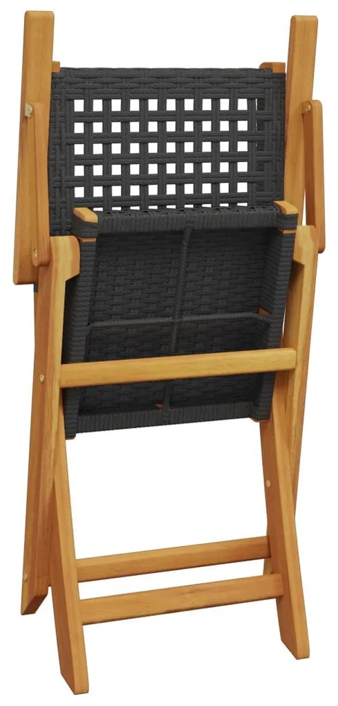 vidaXL 7 részes fekete polyrattan és tömör fa kerti étkezőgarnitúra