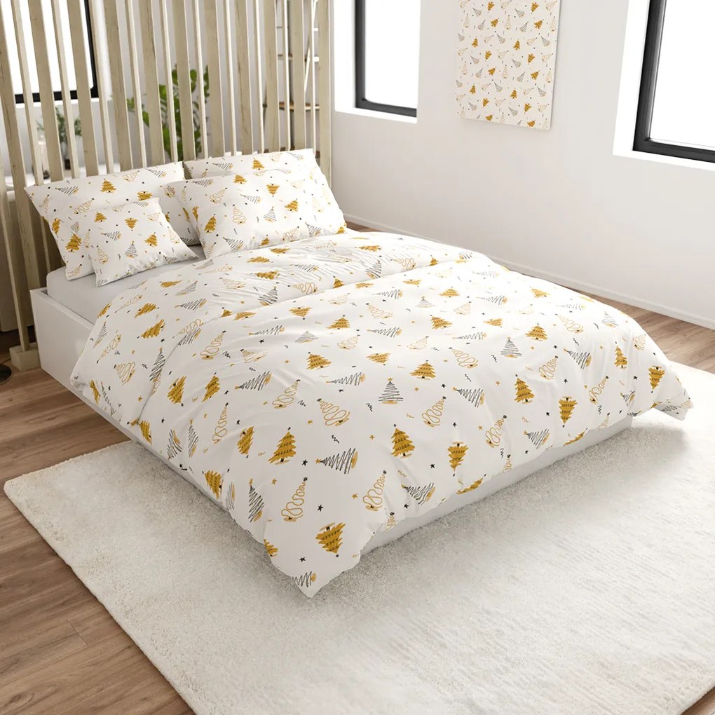 Pamut ágynemű FROST & GOLD fehér Ágyneműhuzat mérete: 70 x 90 cm | 140 x 200 cm