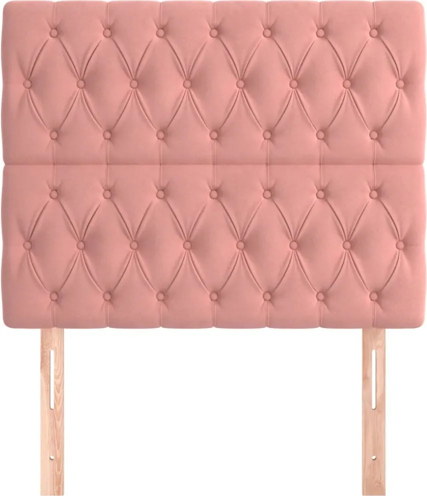 rózsaszín bársony fejtámla 100x7x118/128 cm