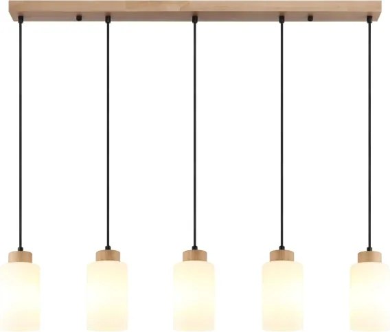 Globo 15977-5H - Kábelre függesztett csillár ROWENA 5xE27/60W/230V tölgy/fehér