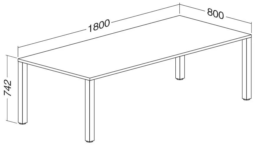 ProOffice tárgyalóasztal 180 x 80 cm, bükkfa