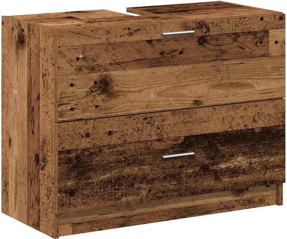 vidaXL Fürdőszoba Székény fiókkal Öreg fa 78 x 37 x 59 cm Faanyag