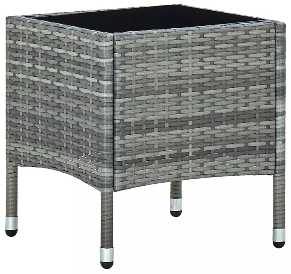 szürke polyrattan kerti asztal 40 x 40 x 45 cm