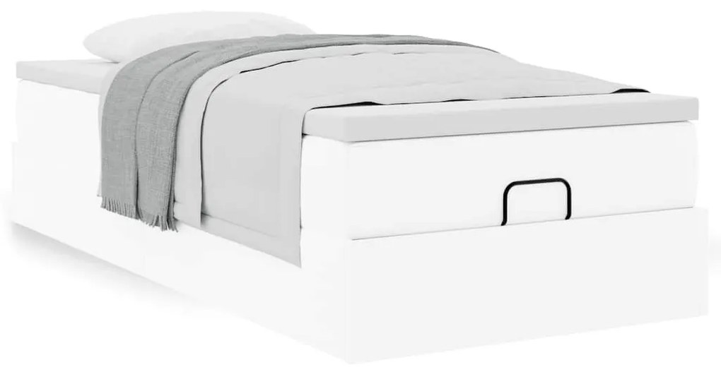 Ottomán ágykeret matraccal Fehér 90x200cm műbőrrel