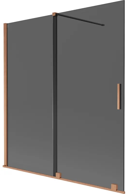 Mexen Velar, 2 szárnyas eltolható kádparaván 150 x 150 cm, 8mm szürke üveg, rézmatt, 896-150-000-41-65